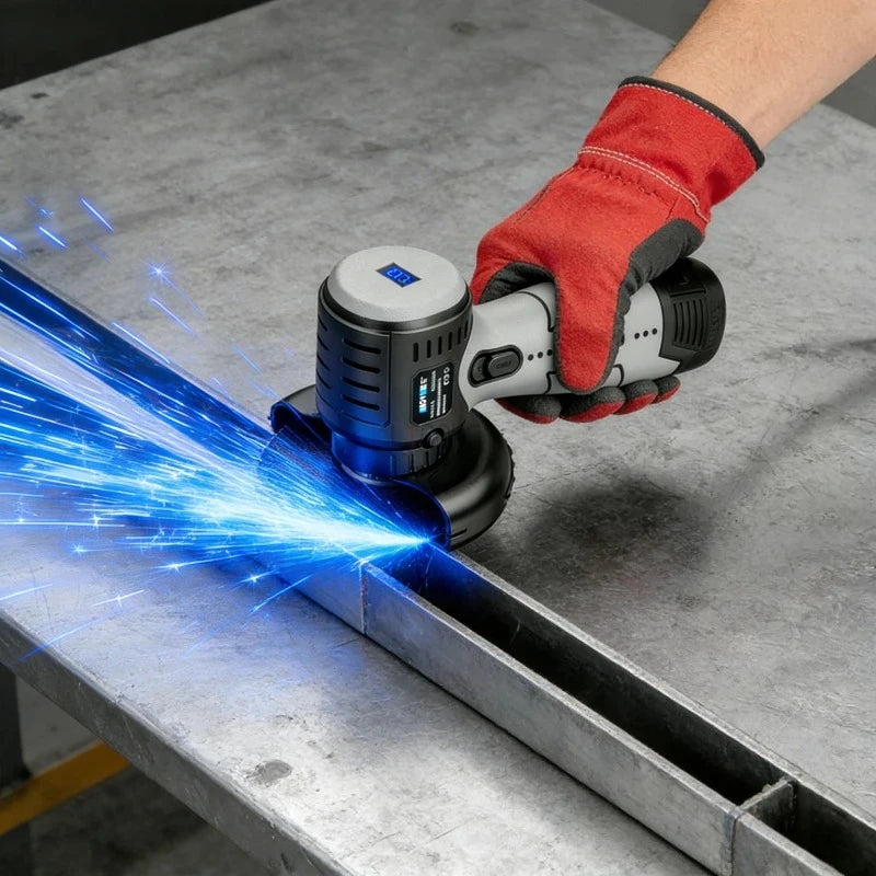 Mini Brushless Angle Grinder Self-locking Electricity Display Cutting Machine Soft Rubber Handle Portable Small Angle Grinder