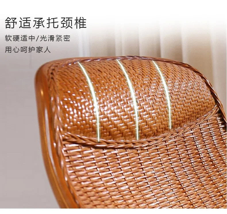 Rattan rocking chair Adult leisure recliner Natural rattan Xiao real rattan free chair Elderly solid wood new Chinese rocking ch