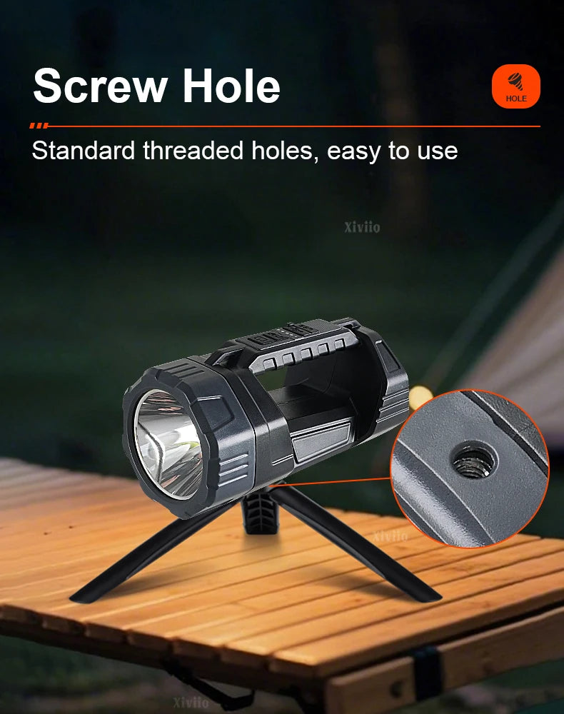 Solar LED Flashlight With COB Side Light Rechargeable Portable Handheld Flashlight Multifunction Outdoor Camping Fishing Lights