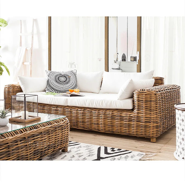 Outdoor rattan sofa  terrace leisure waterproof sunscreen balcony rattan chair outdoor villa garden combination