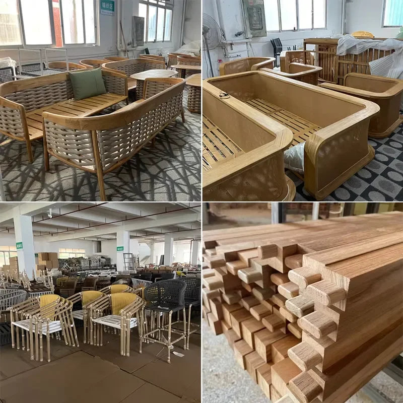 Customization Modern Outdoor Garden Dining Courtyard Sofa Set Hotel Villa Resort Commercial Teak Furniture Guangdong
