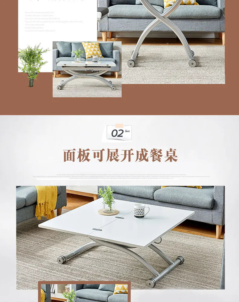 YFY  Activity Coffee Table Dining Table Integrated Small Apartment Folding Lifting Dual-use Movable with Wheels Two-in-One