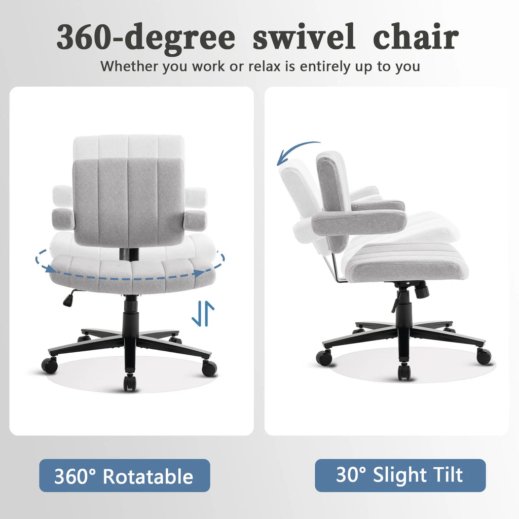 VIGOSIT Criss Cross Chair, Anti-Grip fabric Comfort Cushion Modern Tailor Seat chair for Office,Cute Vanity Swivel Chair with Back Modern Fabric with Wheels Swivel Task Home Gaming Chair