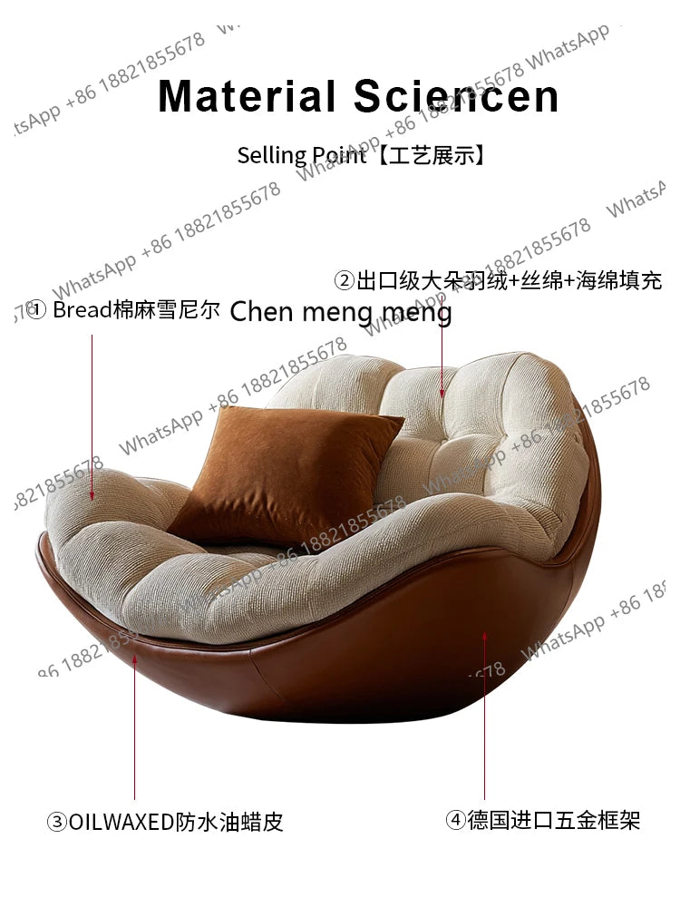 Italian minimalist rotating single sofa designer fabric balcony single chair medieval leisure recliner