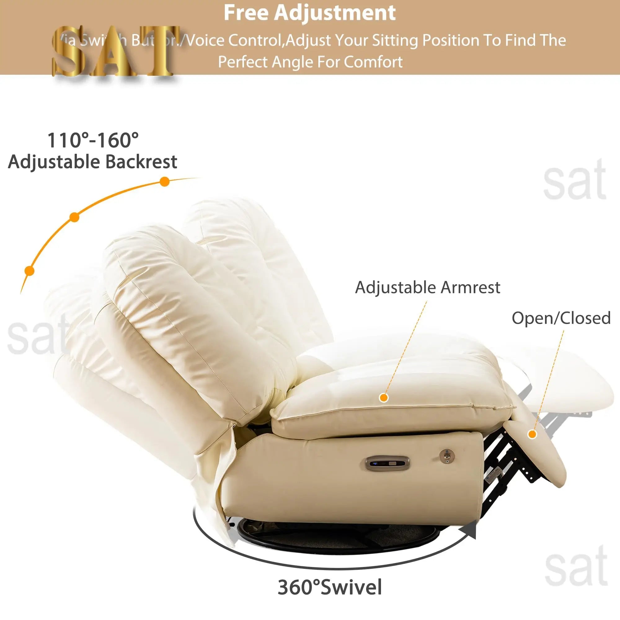 *Cheap Price White Multi-position Single Power Lift Recliner White Leather Comfortable Sofa Chair With Phone Holder