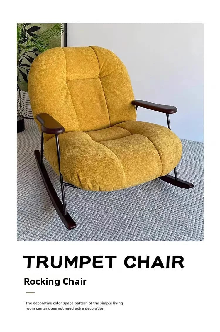 Rocking chair for living room and balcony single-seater sofa chair for small spaces fabric lazy sofa, reclining leisure chair