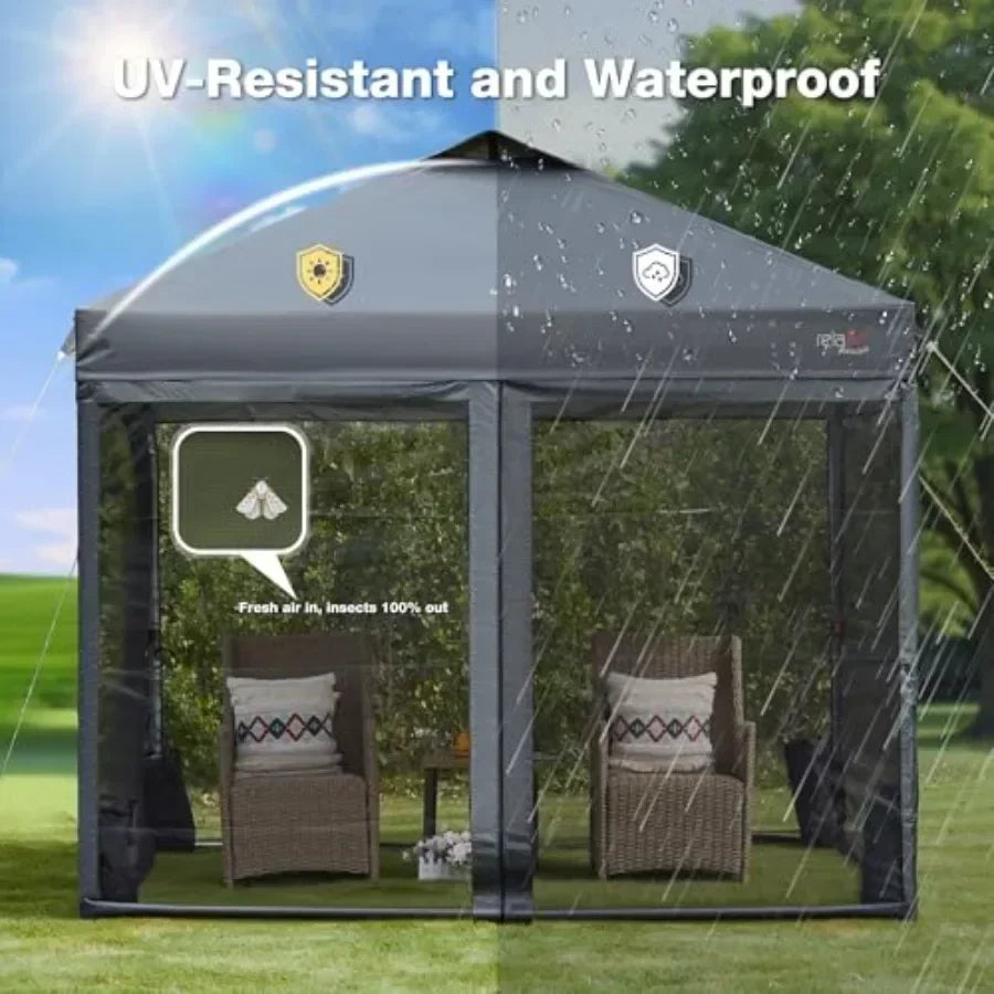 10x10 Pop Up  Tent with Mosquito Netting Outdoor Portable Sn Tent for Yard Party Camping and Picnic 3 Height Positions Patio Ga