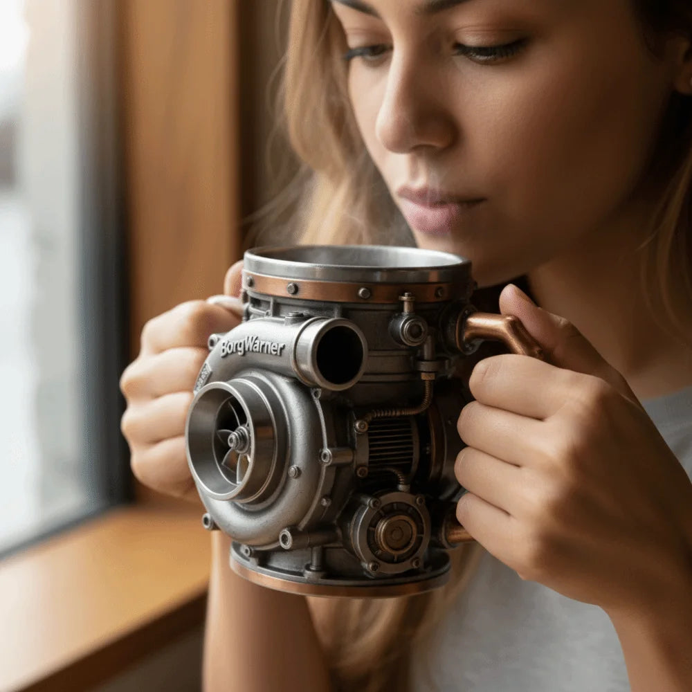 Resin Turbocharger Mug Sturdy and Durable Comfortable Grip 3D Engine Cup Handcrafted Mechanical Element Style Coffee Mug