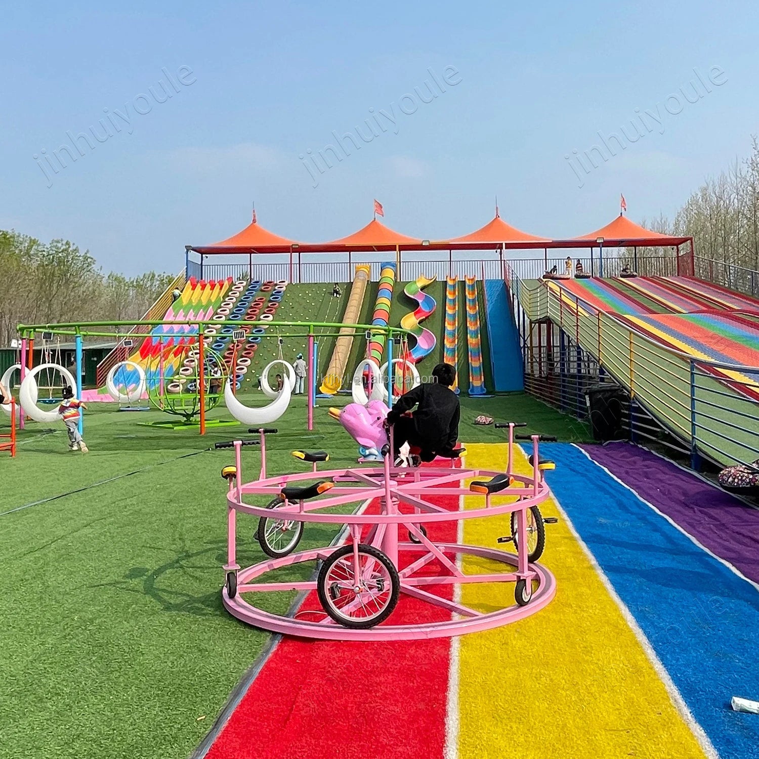2026 Outdoor & Indoor Playground Swing 6 Seats 360-degree Non-motorized Children Home & School Use Steel Constructionpromote sal