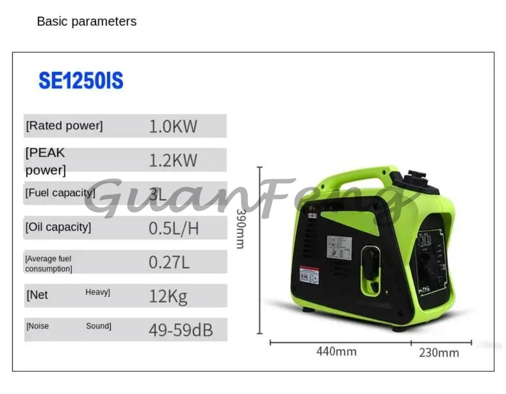 Small 1000w portable silent camping boating fishing external power inverter generator set