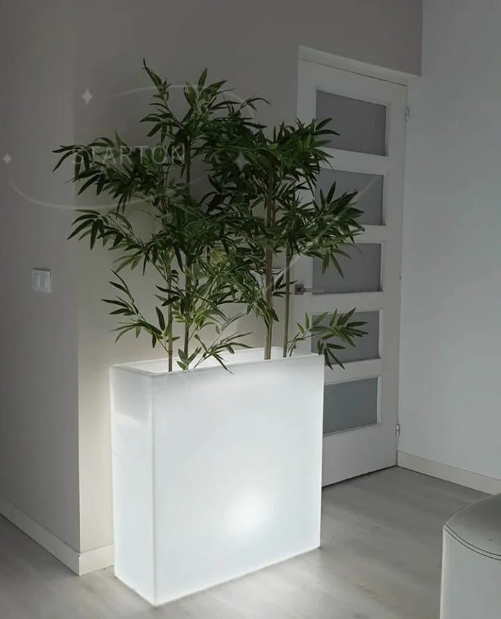 Solar-Charged Large Glowing LED Garden Light Illuminated Outdoor Flower Pot Planter for Home Planter Solar Outdoor Illuminated