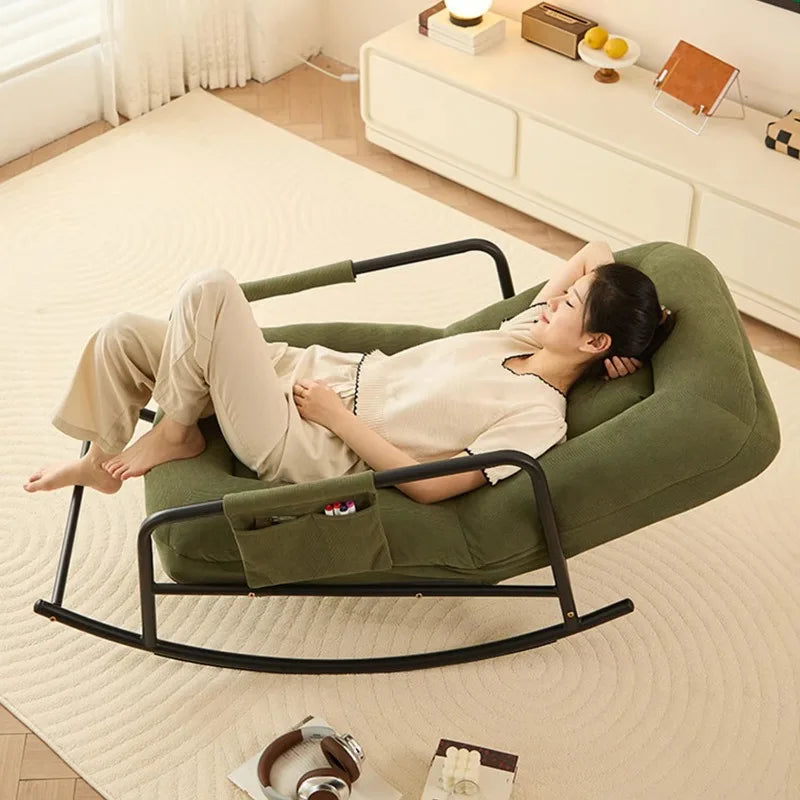 Apartment rocking chair Modern living room Single sofa chair, fabric casual home