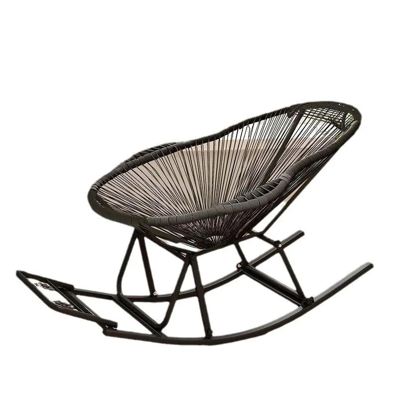 Outdoor courtyard rainbow rocking chair household balcony rattan chair casual nap rocking recliner bold thickened rattan art bed