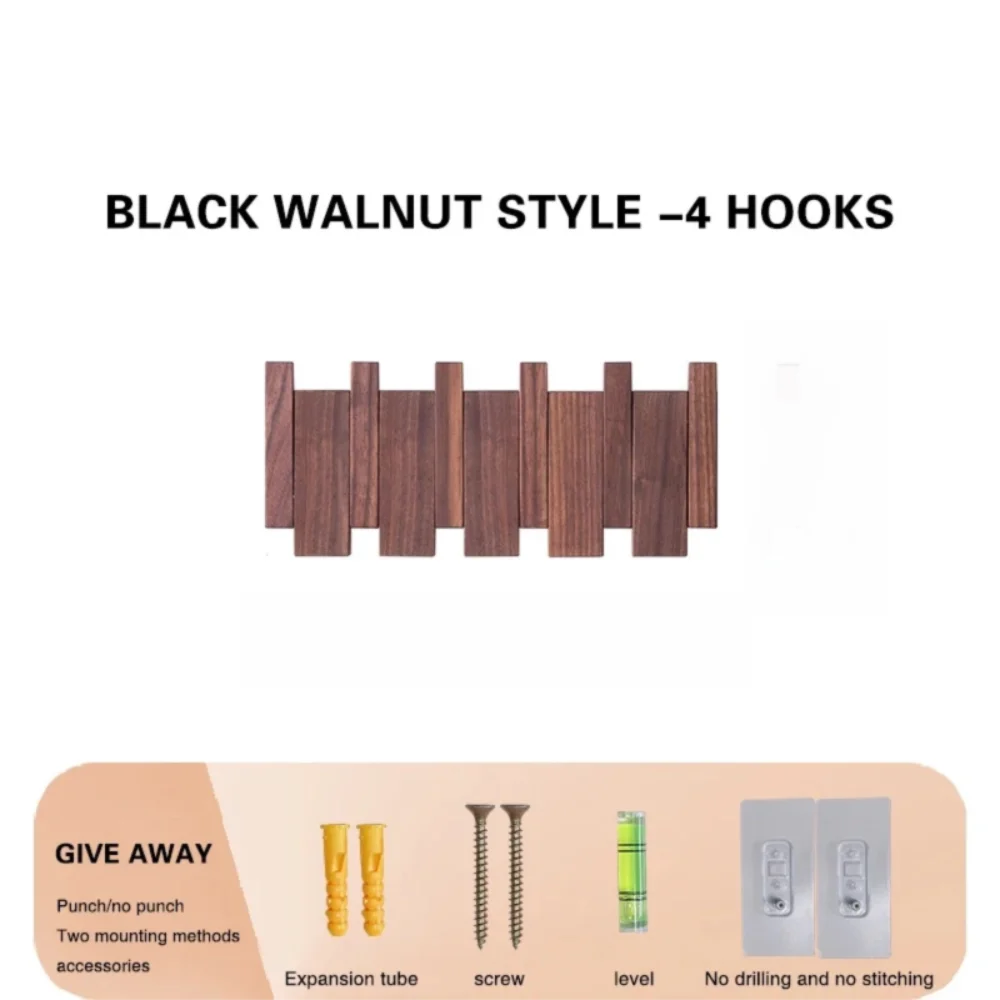 New Wall Mounted Wood Coat Racks with 8 Hooks Art Entry Door Porch Hanging Hook Piano Key Shaped Clothes Hook Home Decor