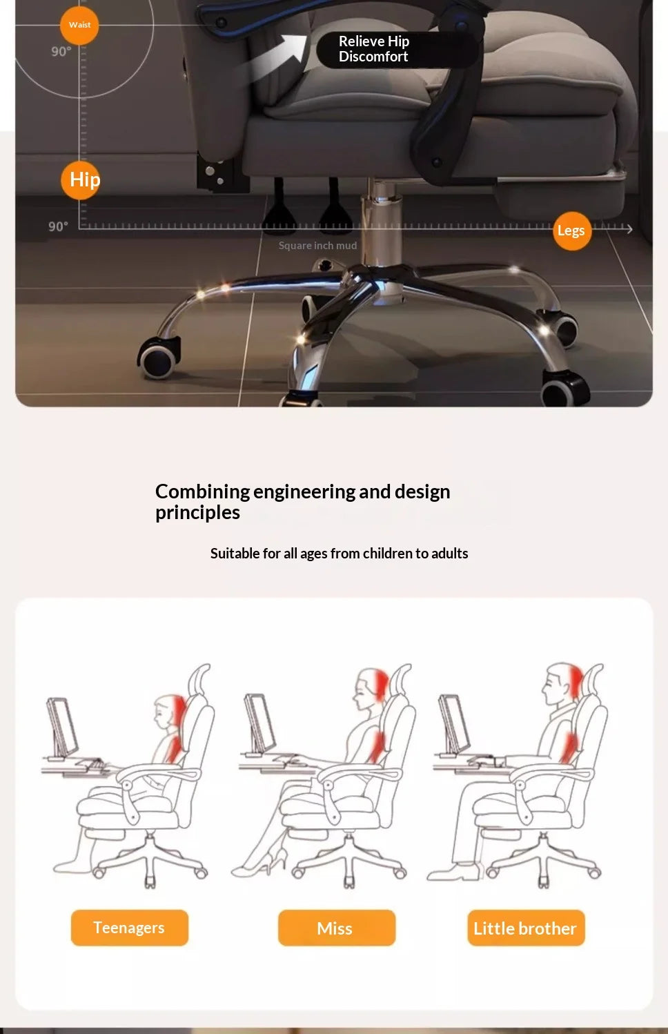 Ergonomic Office Chair Gaming Computer Desk Chair Adjustable Lumbar Swivel Headrest Breathable Mesh High Back Home Cadeira