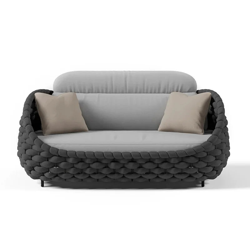 `Outdoor Rattan Sofa Coffee Table Set Waterproof UV Resistant Villa Courtyard Garden Terrace Leisure Wicker Patio Furniture`