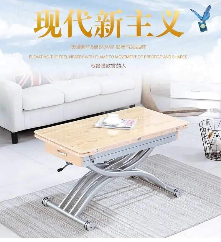 Lifting coffee table folding telescopic household dining table dual-purpose creative simple small apartment living room