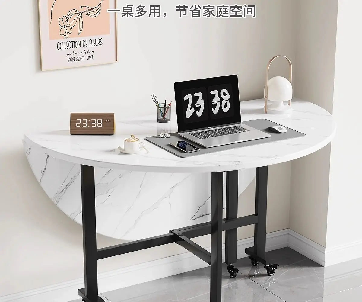 Folding telescopic dining table, living room folding large roundtable, multi-functional 20-person household diningtable, foldi