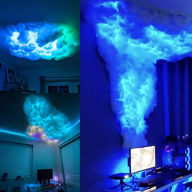 Cloud LED Light, Cloud Music Sync Multicolor Changing Strip Light, Atmosphere DIY Creative Thunder Cloud Lamp Wall Ceiling Light