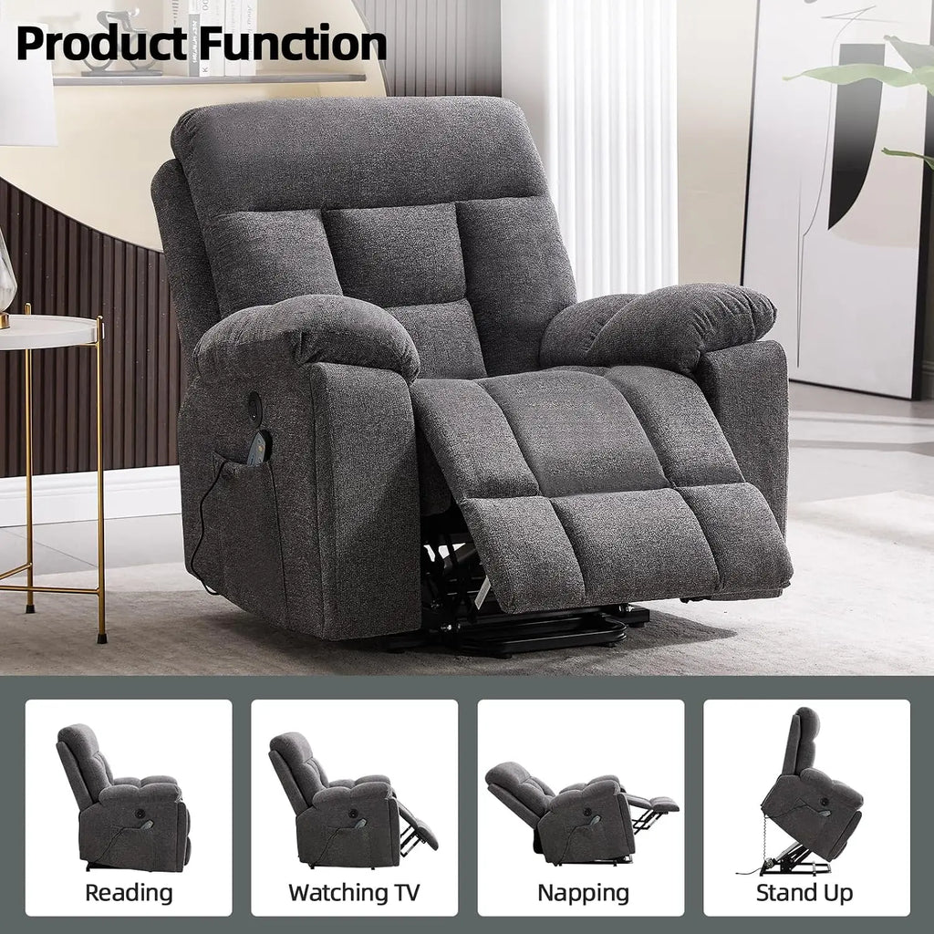 Massage Recliner Chair, Overstuffed Rocker Lazy Boy Chairs with Vibration&Gently Heat,Fabric Ergonomic Manual Nursery, Custom
