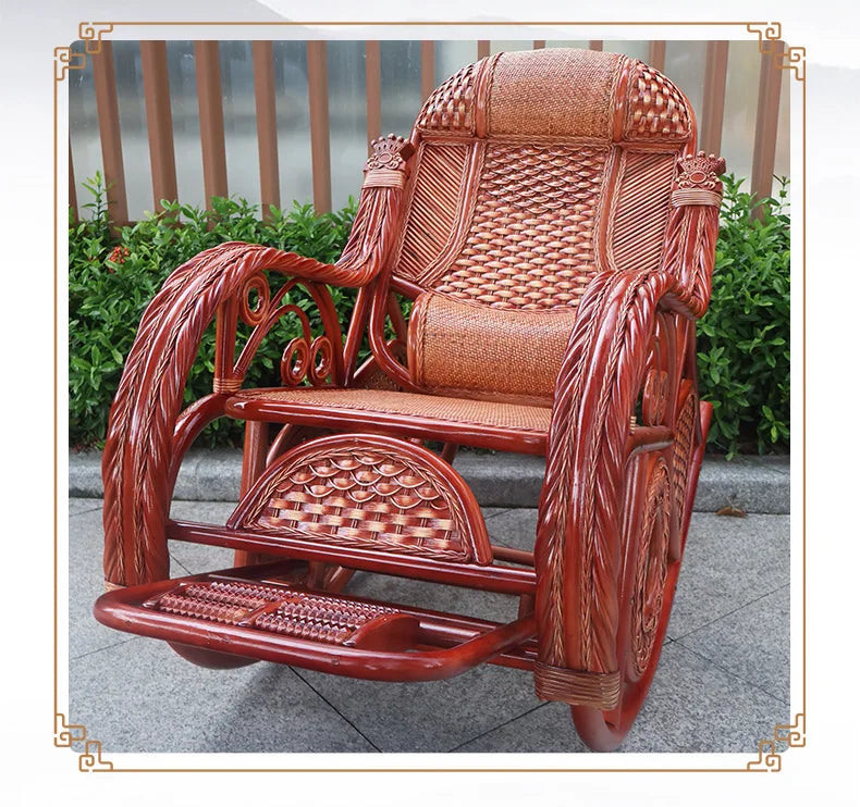 TAO Natural rattan rocking chair recliner adult balcony home leisure elderly nap chair