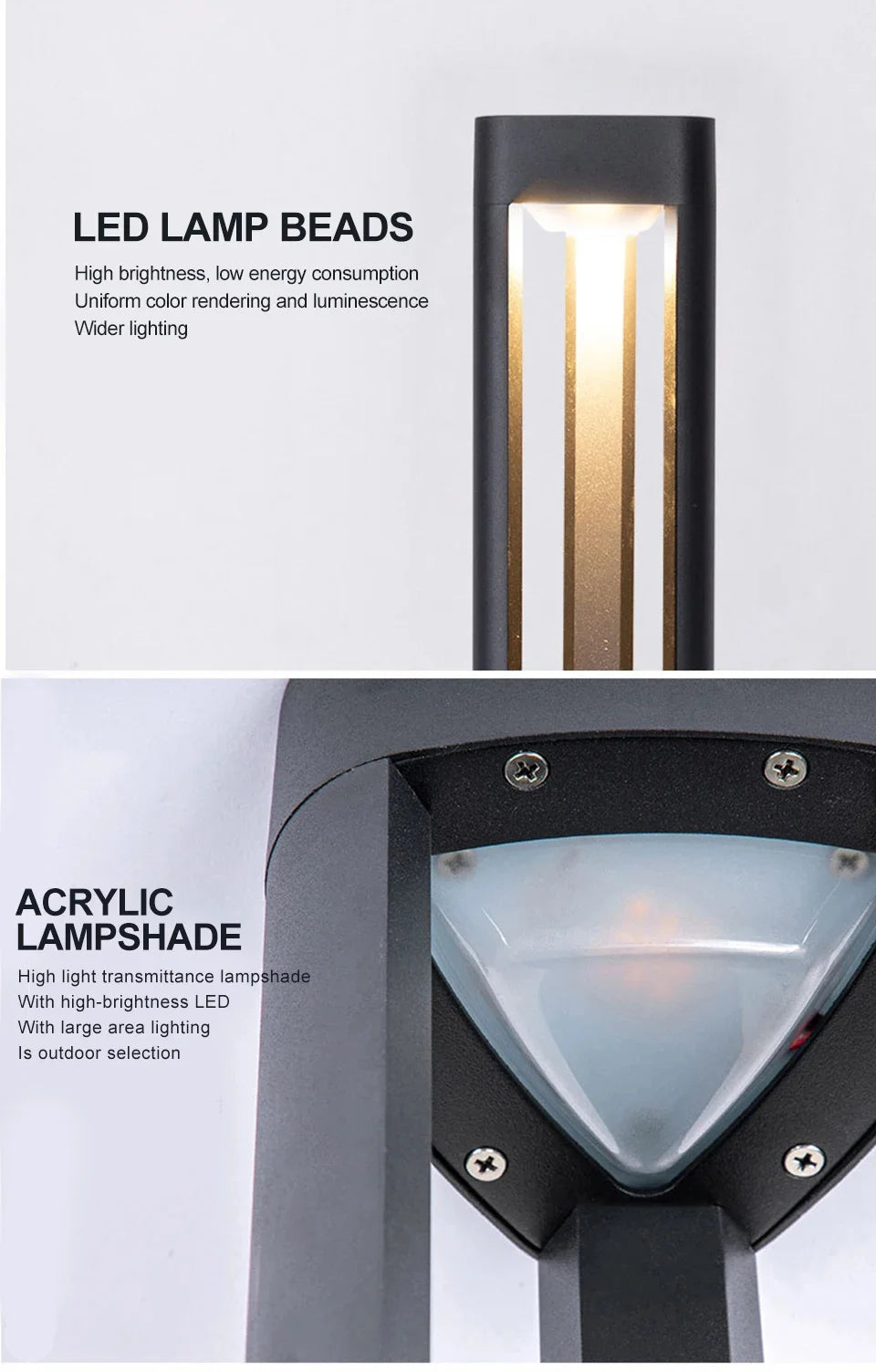 Outdoor LED Bollard Landscape Light Black Garden Pathway Lighting Fixtures Floor Lawn Lamp for Pillar Driveway Patio Yard Decora