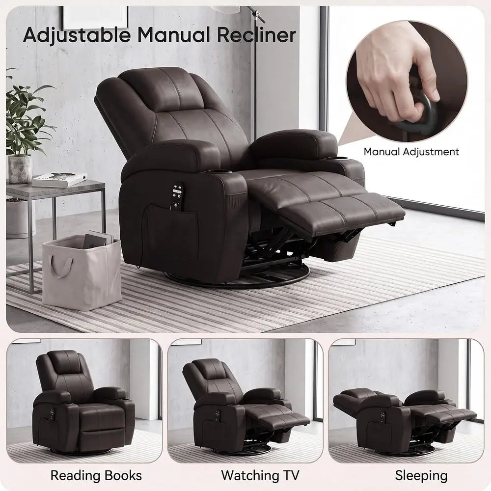 Recliner Chair, 360° Swivel Rocker Chair or Adults with Massage | Rocking Recliner Chair, Comy Single Sofa with Side Pockets and