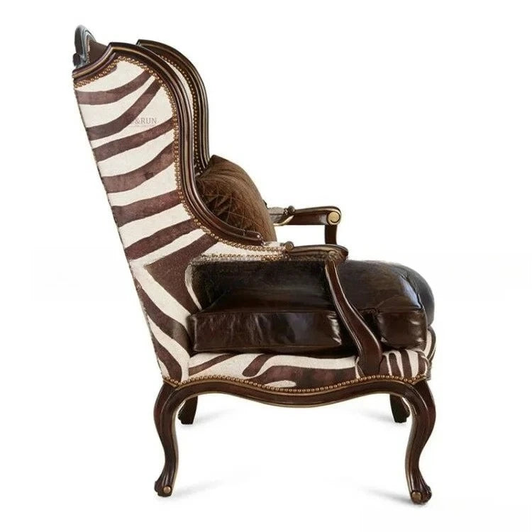 American solid wood tiger chair custom furniture simple modern living room leather soft bag single sofa leisure chair