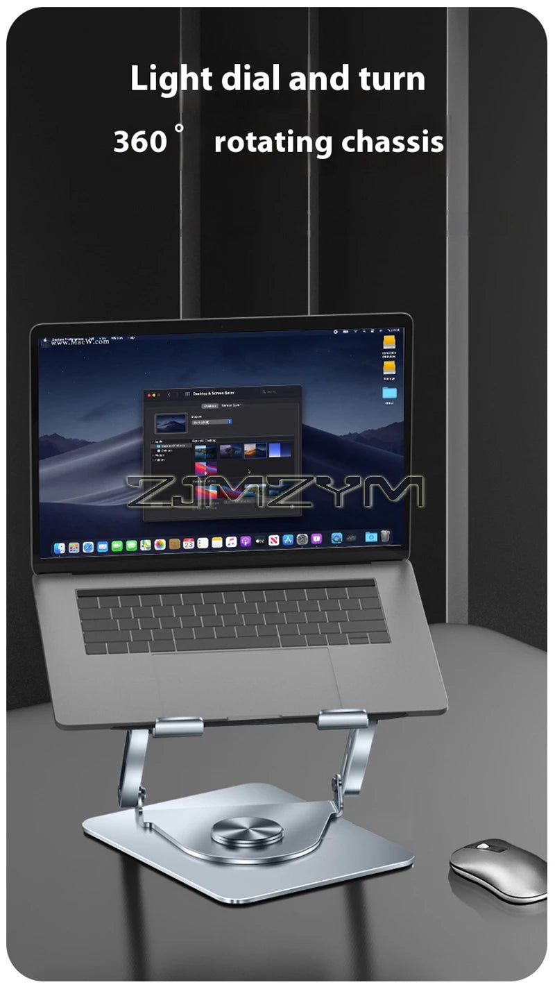 Desktop Laptop Stand 360° Rotatable Metal Tablet Cooling Stand with Folding Fan Radiator Support Lift Anti-skid