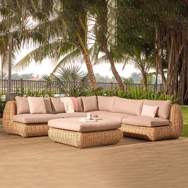 #Outdoor rattan sofa, courtyard, outdoor balcony, leisure small sofa, coffee table combination, garden furniture
