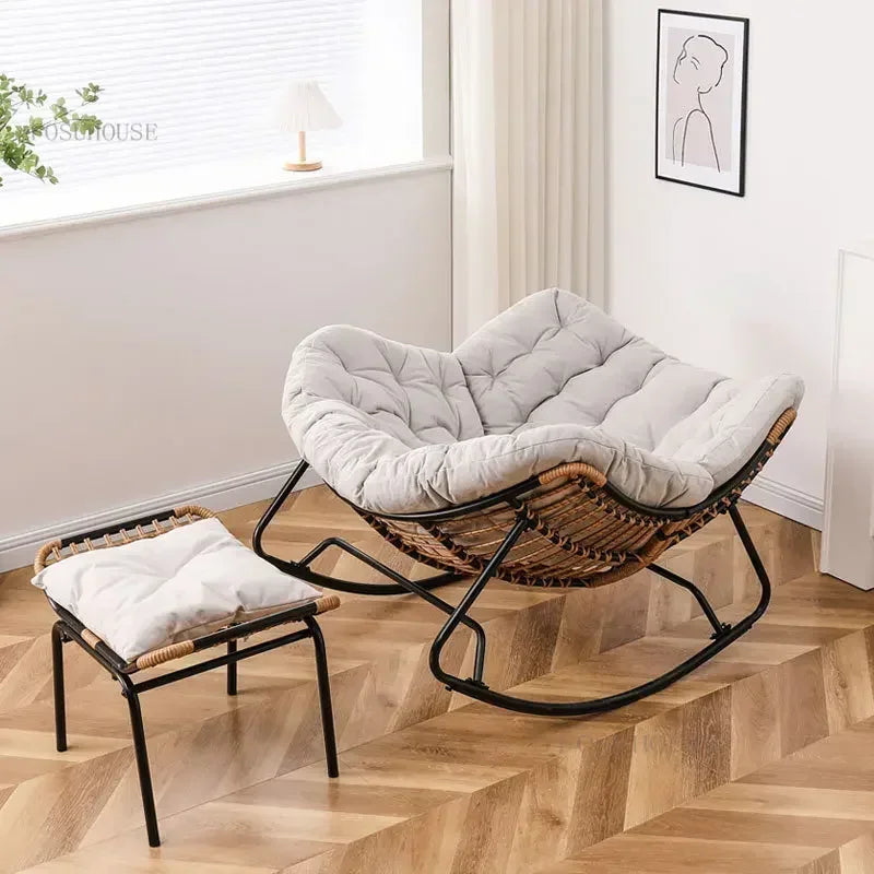 Nordic Lazy Living Room Chairs Home Balcony Rocking Chairs Reclining Sofas Rattan Sofa Leisure Rocking Chair Home Furniture