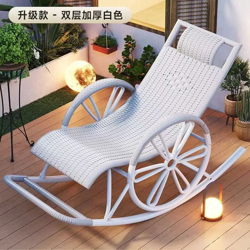 Rocking  Reclining Chair Adult Rattan Lunch Break Balcony Home Leisure Sleeping Living Room Elderly Free Chair