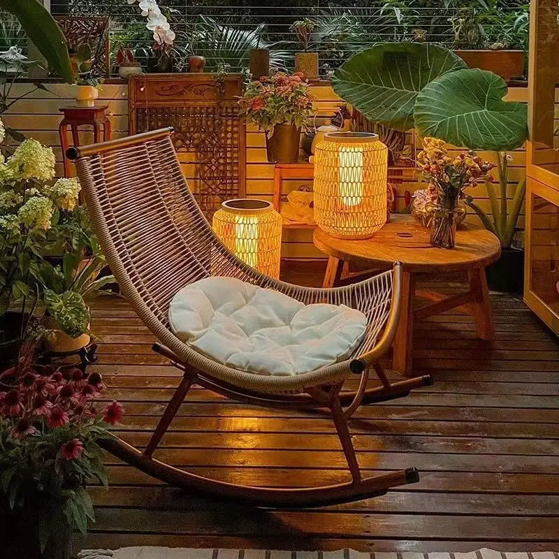 Rocking Chair Reclining Chair Adult Garden Balcony Household Nap Lazy Rocking  Elderly  Outdoor Garden Rattan Ch
