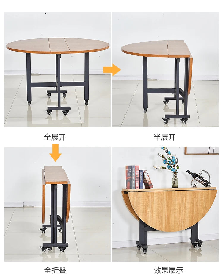 Light Luxury Solid Wood Dining Tables Nordic Dining Room Furniture Folding Kitchen Table Designer Household Pulley Dining Table