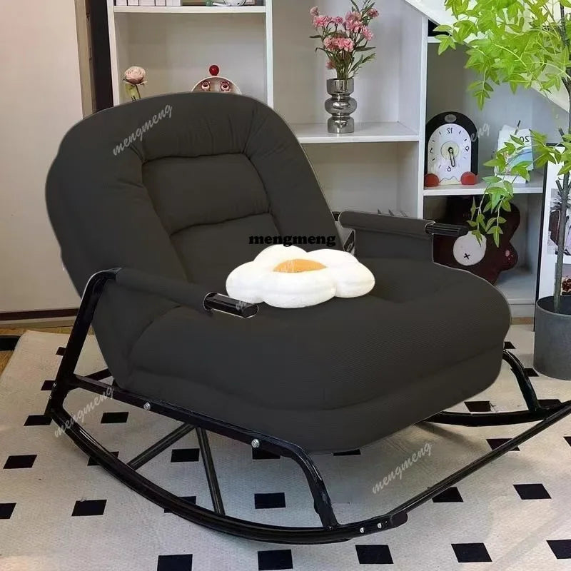 Modern Rocking Chair with Footrest Soft Lounge Chairs for Living Room Bedroom Adjustable Comfort Home Office Relaxing Armchair