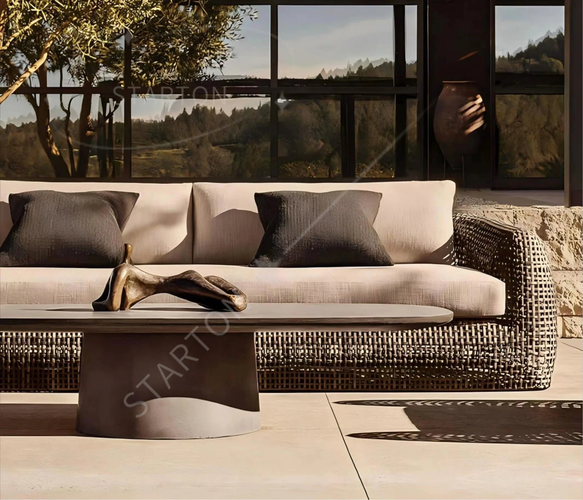Hot Sale U-shape Modular Outdoor Furniture Aluminum Frame PE Rattan Woven Garden Customize Sectional Sofa