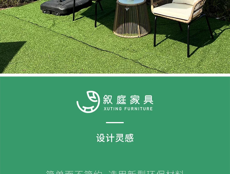 Outdoor garden courtyard rattan weaving chair outdoor living room coffee table rattan art table and chair furniture