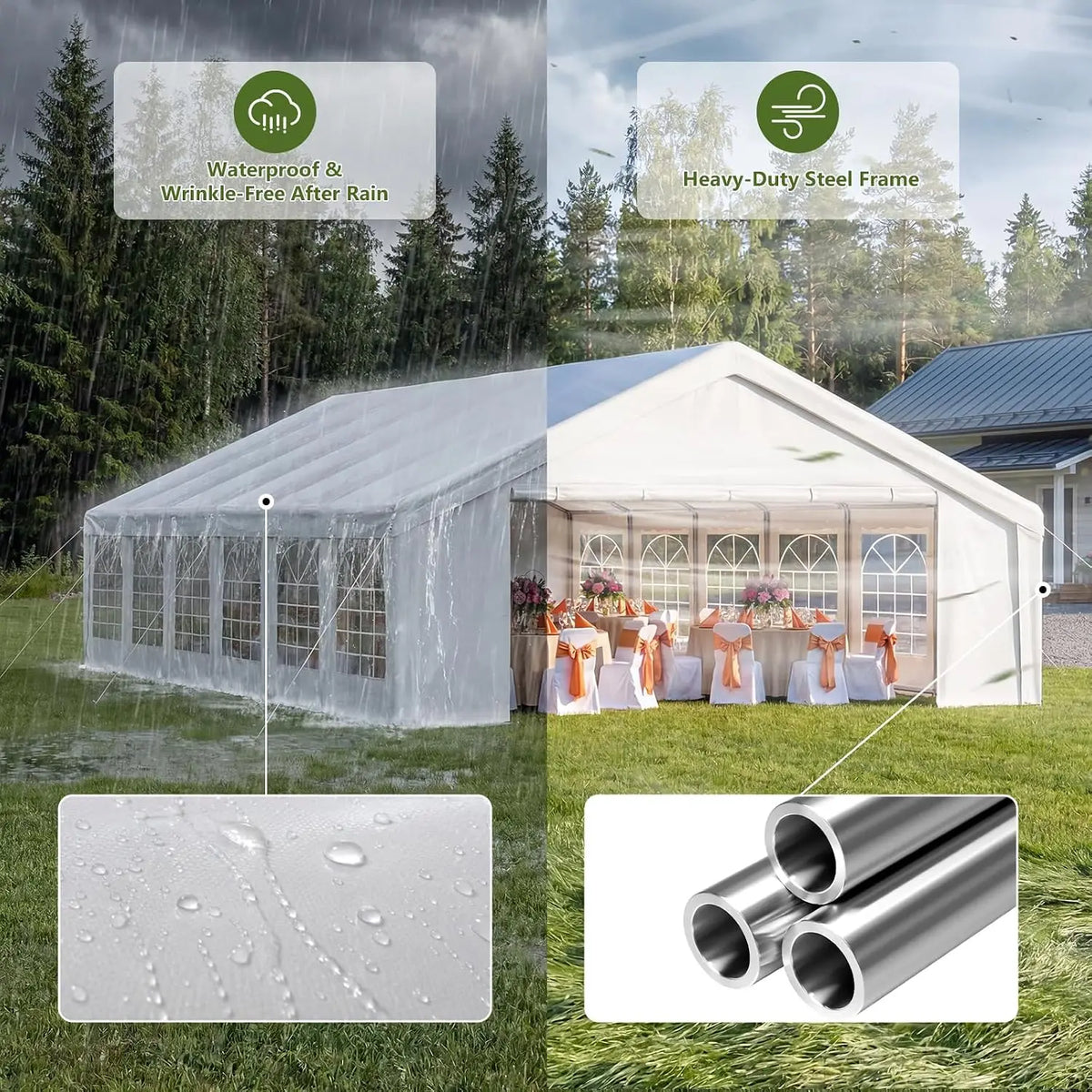 20x40 Fire Retardant Party Tent,Waterproof PVC for Weddings Events, Customized