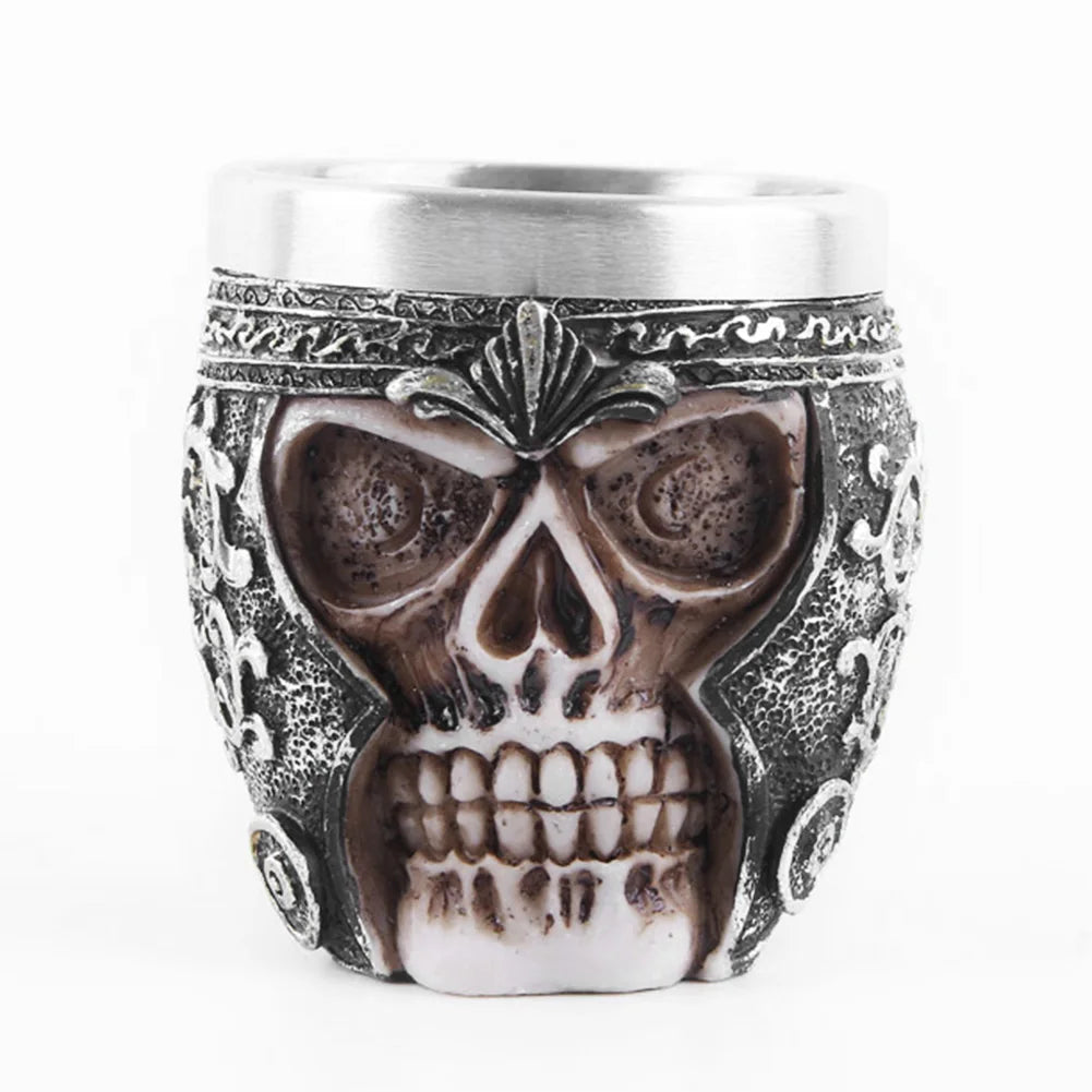 Beer Mug Stainless Steel Skull Mug Double Wall Drinking Mug Metal Insulated Gothic Design Coffee Beer Tankard Mug Halloween Gift