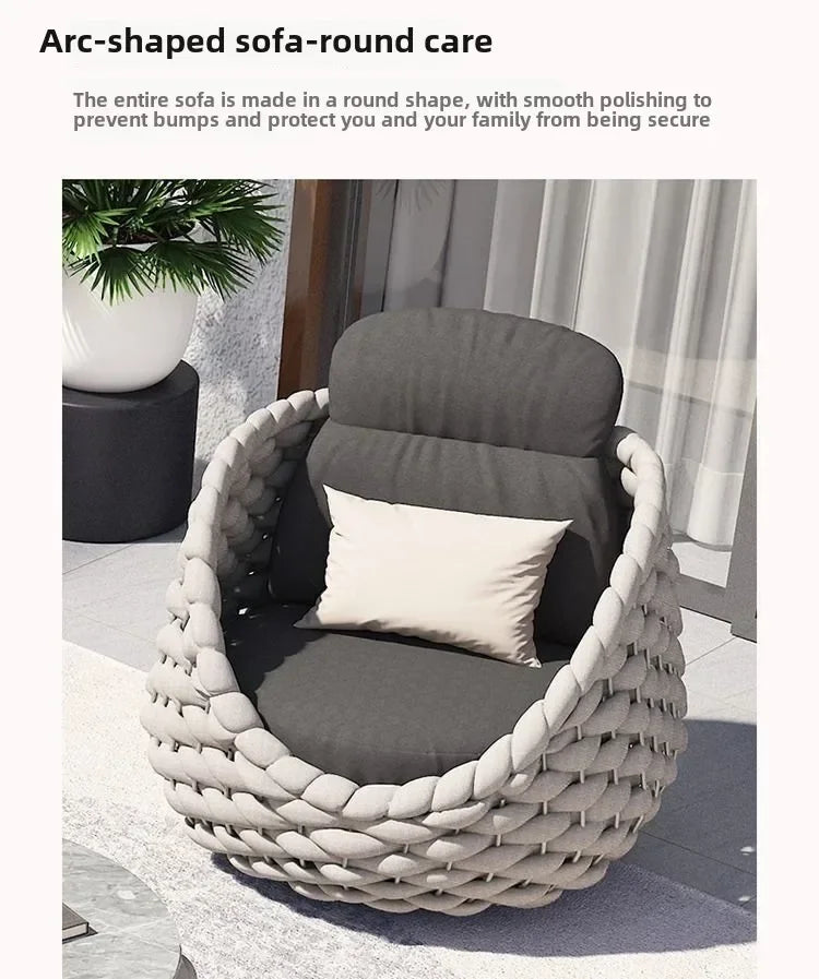All-Weather Rattan Outdoor Sofa Set or Villa Balcony Living Room Leisure Terrace Furniture fCourtyard Combination Double Chair