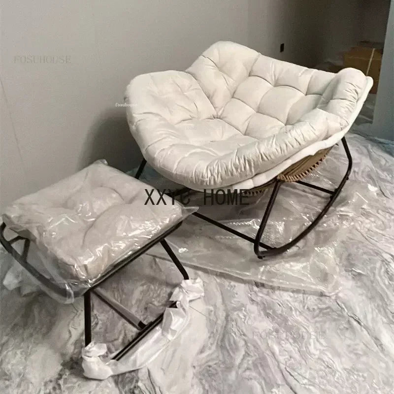 Nordic Lazy Living Room Chairs Home Balcony Rocking Chairs Reclining Sofas Rattan Sofa Leisure Rocking Chair Home Furniture