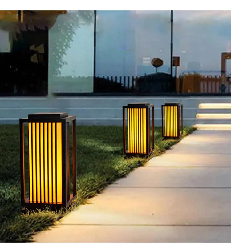 Modern Solar Lawn Lamp New Chinese Style Outdoor Garden Light Waterproof LED Landscape Lighting for Park Yard Grass Decor