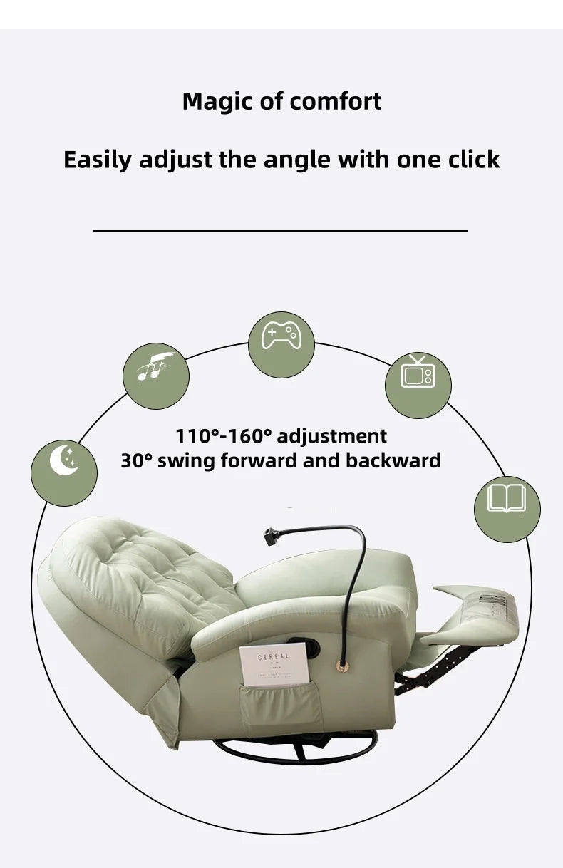 Modern Design Leather Massage Lounge Chair Retractable Frame Living Room Furniture Set Fabric Lounge Chair Sofa
