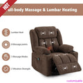 Swivel Recliner Chair with Massage Heat, Rocking Glider, Overstuffed Fabric Living Room Sofa