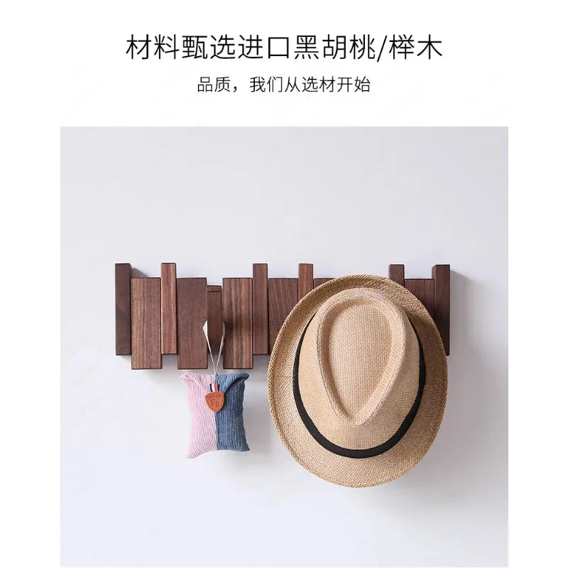 Clothes hook,  solid wood row hook, creative piano key entry, door entry wall, wooden coat rack