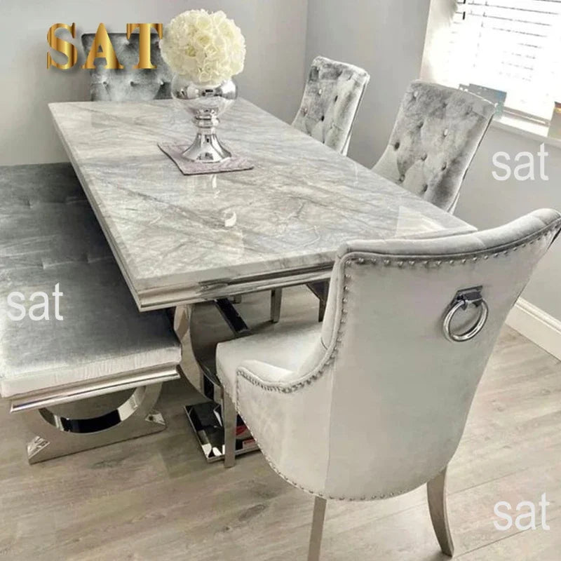 # Dining Room Furniture Restaurant Tables Dining Table Silver Dining Set With 4 Chairs #