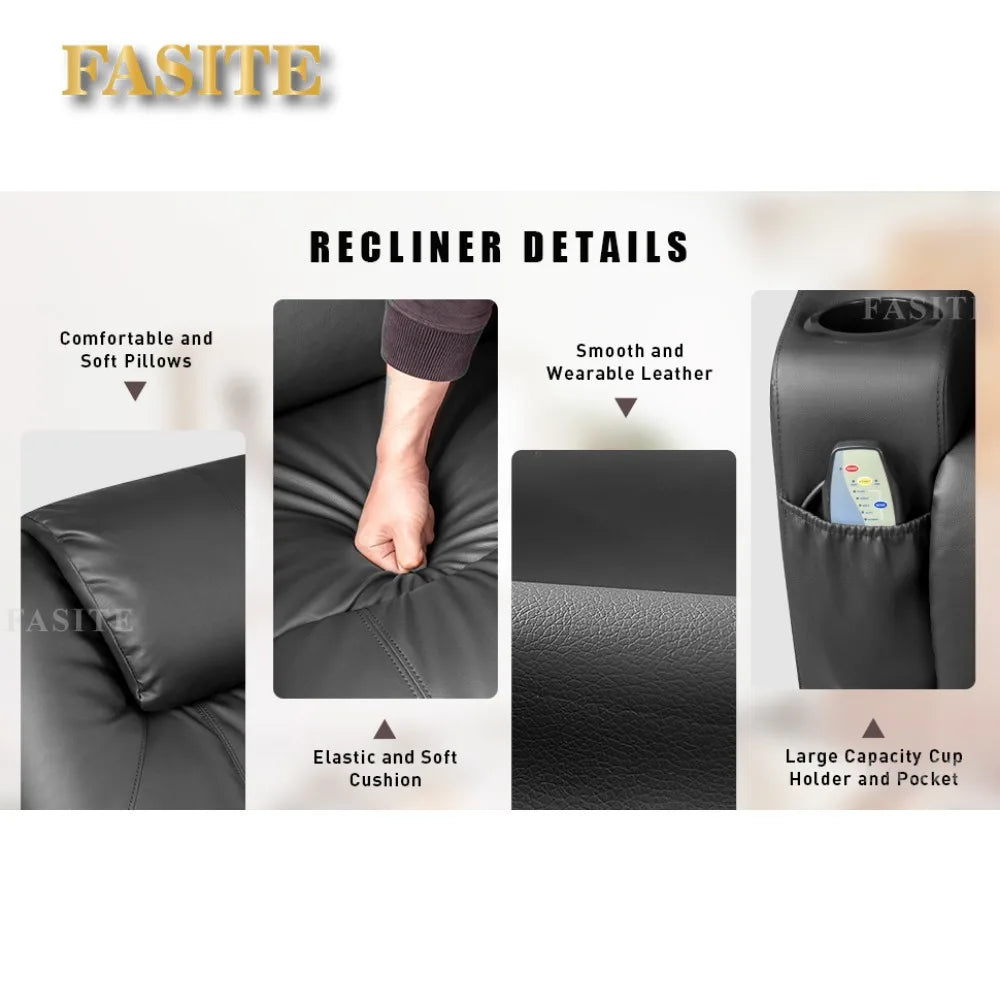 2023 New Swivel Rocker Recliner with Massage and Heating Functions, Sofa Chair with Remote Control and Two Cup Holders
