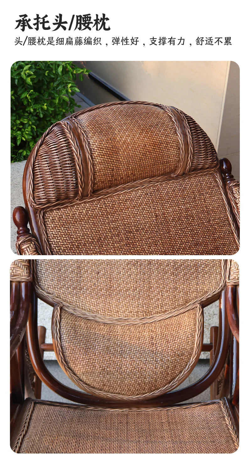New Chinese rattan chair happy chair factory courtyard elderly rattan sofa