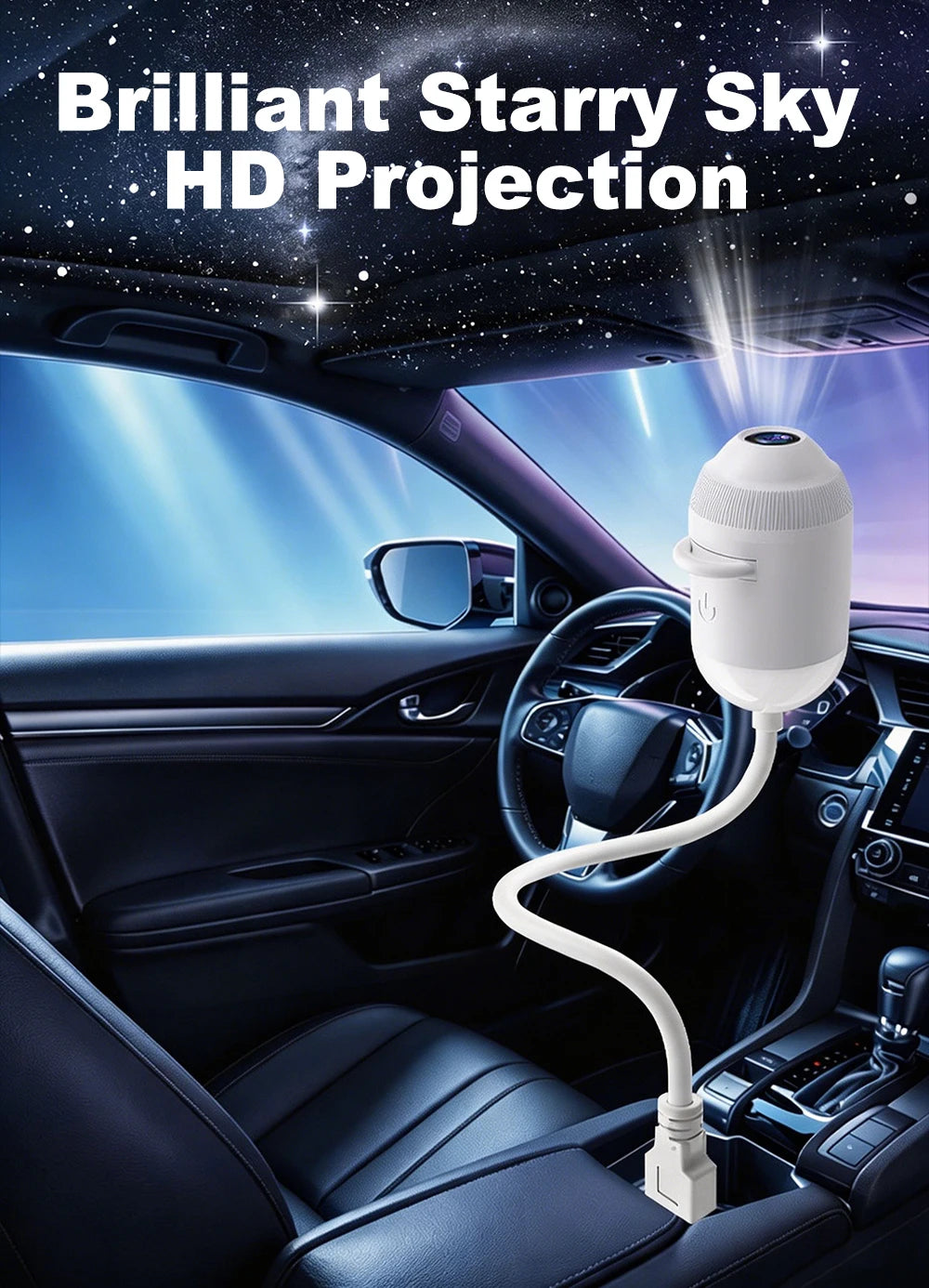 USB Starry Sky Projector Night Light 360° Bendable HD Galaxy Moon Planet Projection Lamp Plug Play Car Bedroom Projector Lamp