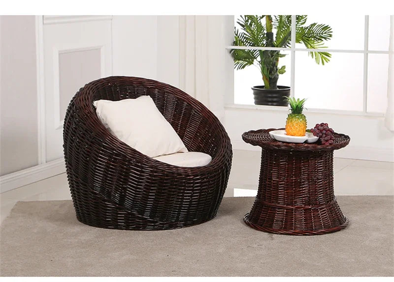 Modern Rattan Lazy Garden Sofa Chair Set Outdoor Patio Balcony Terrace Furniture Wicker Tatami Leisure Coffee Table Indoor